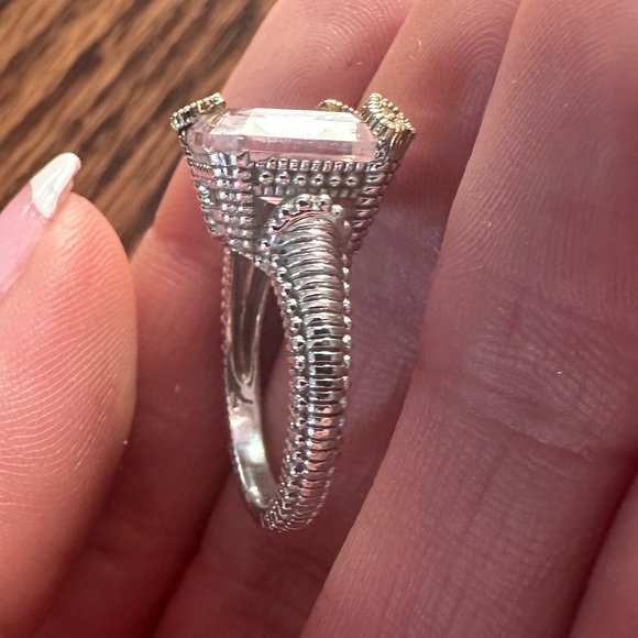 Judith Ripka Pink Morganite Silver Gold 18K 925 Cocktail Ring 7 - Picture 6 of 9